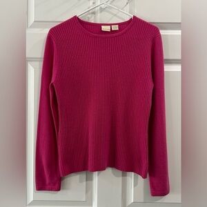 MERONA 100% Cashmere Sweater Size M Ribbed Knit Pink Festive Holiday Feminine